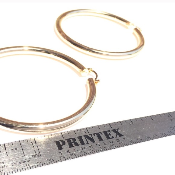 NEW! Gold Big Hoop Earrings - Picture 3 of 4